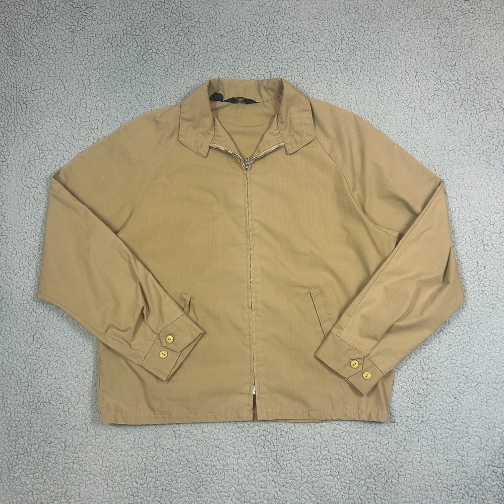 Vintage 70s JC Penney Bi Swing Jacket Penn Prest Beige  Full Zip‎ Mens Medium